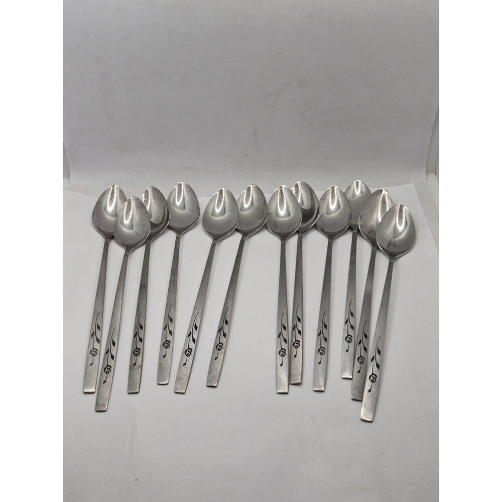 12 Oneida Craft Deluxe Stainless My Rose Iced Tea Spoons